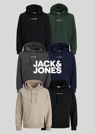 Набір чоловічих худі JACK & JONES (2 шт) — бавовняний світшот із капюшоном та довгим рукавом, повсякденний одяг у стилі streetwear (Бежевий, Чорний), розмір M