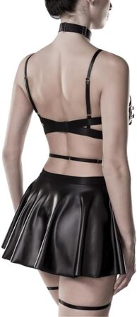 Чорний комплект жіночої білизни з велюру, Еротичний дизайн, Розмір M