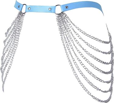 Жіночий корсет-тягач з шкіри BANSSGOTH, пояс-ремiнь, стринги, панковський стиль, для фестивалів та рейвів, великі розміри, блакитний