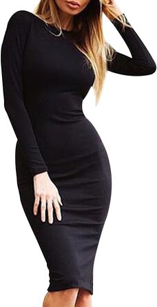 Чорна сукня YMING з відкритим спиною, на блискавці, облягаюча, міді, з довгим рукавом