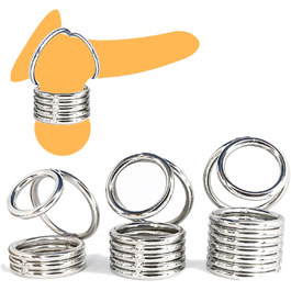 Пеніс-рінг з металу, ходентейлер, стример для яєчок, розтягувач яєчок, стример для яєчок, пристрій для яєчок, вага для яєчок, пристрій для стиснення яєчок, екстремальні сексуальні іграшки для чоловіків, срібло/7 кілець, XL, XL, срібло/7 кілець