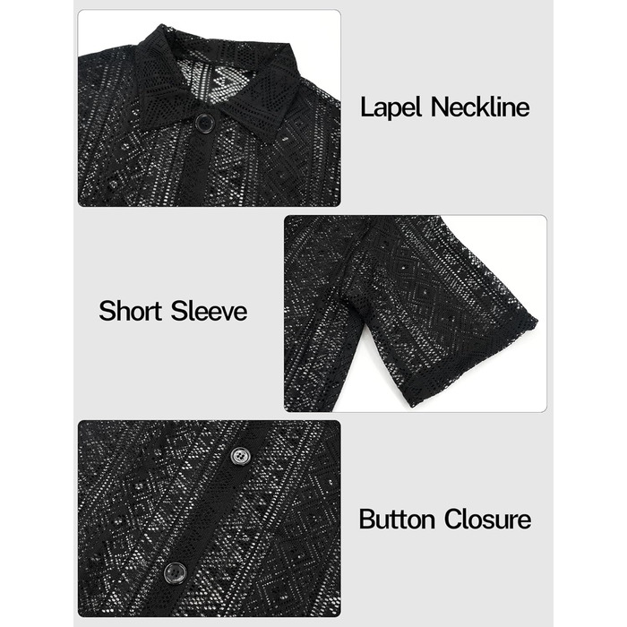 Прозора чоловіча сорочка сітка, мереживна майка, топ сітка для чоловіків, сексуальна білизна, повсякденний топ, чорний, S-4XL