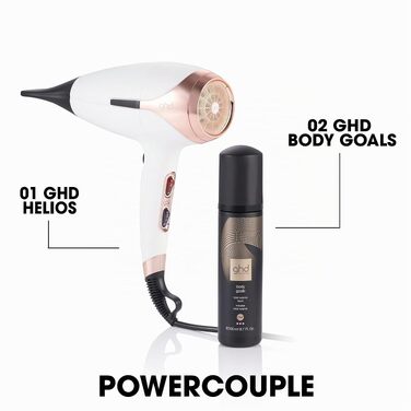 Професійний фен для волосся ghd Helios: швидке сушіння, низький рівень шуму, легка вага, білий колір