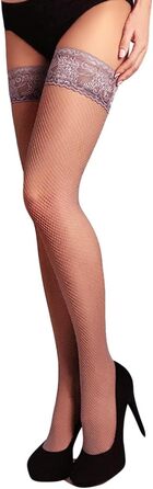 Сітчасті панчохи Mila Marutti без шорсткостей, довжиною до стегна, мереживний край з силіконом, нейлонові панчохи (4XL, сірий колір)