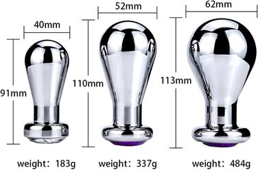 Металевий анальний плагін WLKJPP з кристалами та діамантами, L, срібло - анальні іграшки для чоловіків та жінок