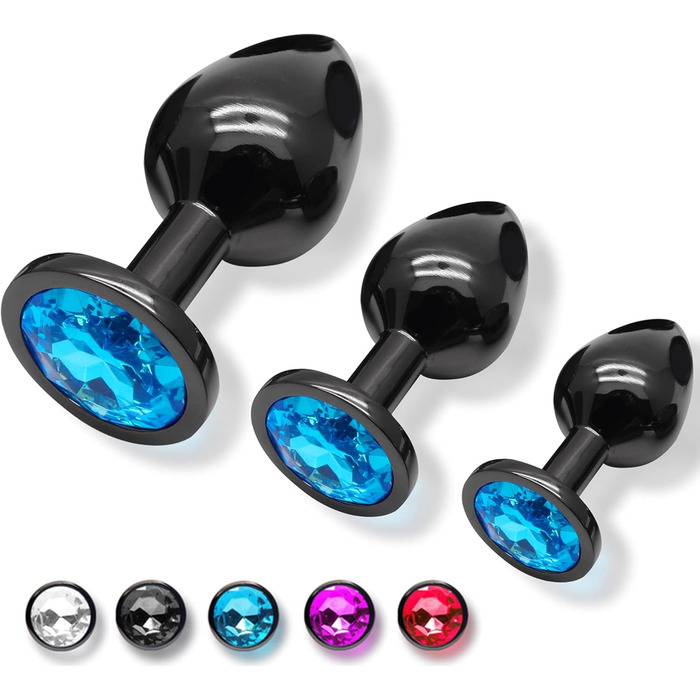 Набір анальних пробок 3 шт. з металу, темно-сірий/чорний ганметалл, великий, середній, малий. Підходить для початківців, жінок, чоловіків, пар. Іграшки для дорослих.