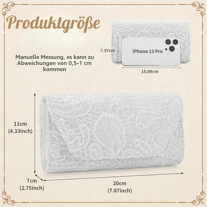 Жіночий вечірній клатч BAIGIO Elegante з мереживом, білий