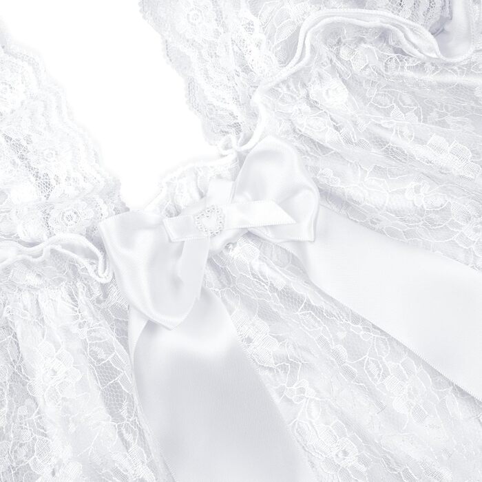 Нічна сорочка-бабідол Satini Dessous з рюшами та мереживом, Cosplay, XXL, білий колір