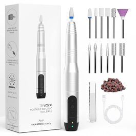 Електричний апарат для манікюру та педикюру TOUCHBeauty AG-2236, бездротовий набір 12 в 1 для нарощених нігтів, гель-лаку та кутикули, USB-зарядка
