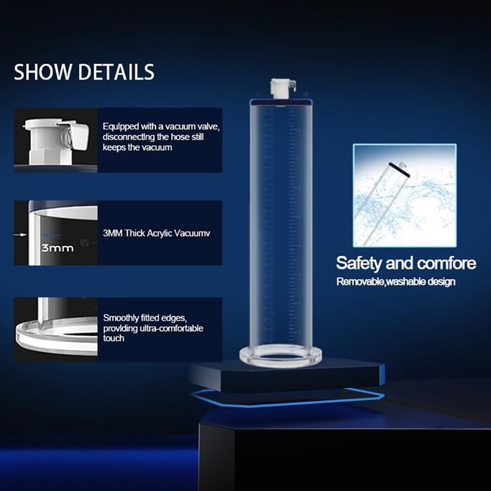 Набір аксесуарів для вакуумного насоса для збільшення статевого члена: 3 помпи, насадка зі штучними губами, 22.9x5.7 см