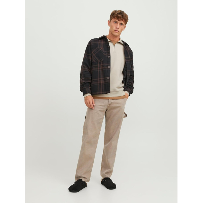 Чоловічий в'язаний кардиган Jack & Jones з чверть-застібкою на блискавці, однотонний, розмір XXL, колір Scarab