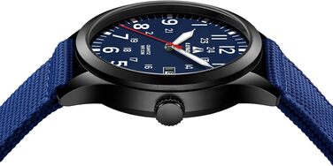 Чоловічий тактичний годинник Military Quartz: водонепроникний (3ATM), аналоговий кварцовий годинник з календарем та нейлоновим ремінцем, синій
