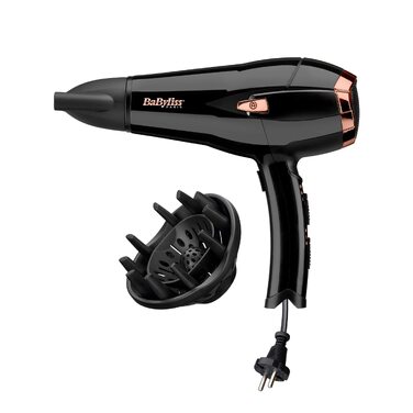 Фен для волосся BaByliss Cordkeeper D373E з автоматичним змотуванням кабелю, 2000Вт, іонізація Anti-Frizz, 3 температурних та 2 режиму швидкості, чорний
