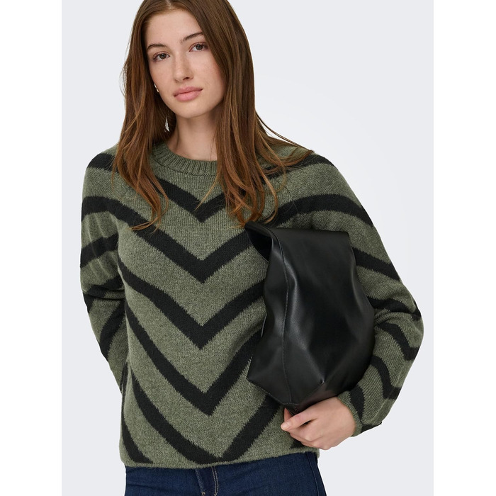 Жіночий в'язаний светр ONLY LIZA Lizard/Black — стильний трикотажний пуловер