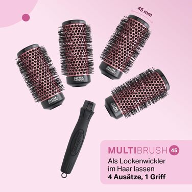 Набір щіток для завивки та об'єму волосся Olivia Garden Multibrush Curlers Kit (4 насадки, знімна ручка), розмір 45 (XS)