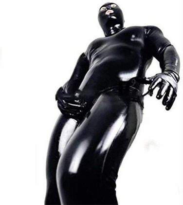 Чоловічий костюм для ролевих ігор з шкіри, чорний, з відкритим носом. Костюм для ролевих ігор, скін-сьют, для чоловіків.