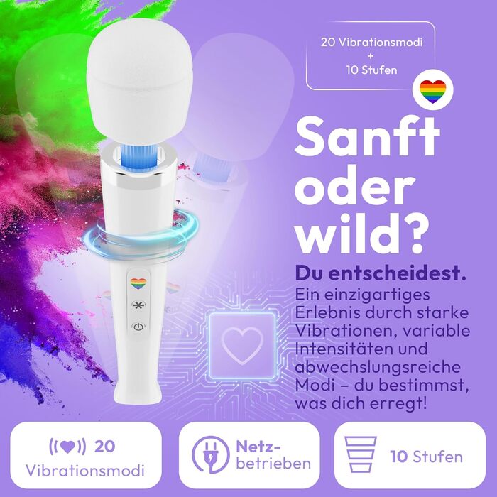 Вібратор-масажер Magic Wand для жінок – 20 режимів, 10 інтенсивностей, бездротовий, з силіконовою головкою, для кліторального масажу, секс-іграшка для пар та індивідуального використання (білий)