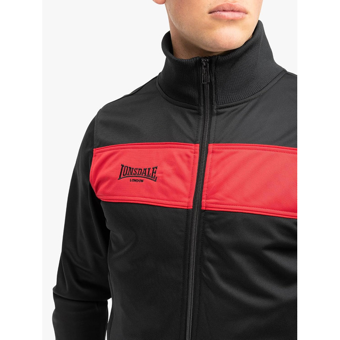 Чоловіча спортивна куртка Lonsdale Slim Fit, поліестер, чорно-червона, розмір XS