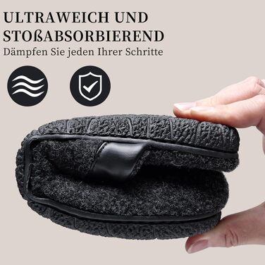 Чоловічі зимові капці WateLves з пам'яттю (Memory Foam), фетрові тампони з антиковзаючою підошвою для дому та вулиці, чорні, розмір 43 EU