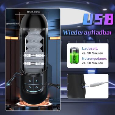 Електричний мастурбатор Leishen для чоловіків з масажними кульками - 10 режимів зсуву та 7 вібрацій