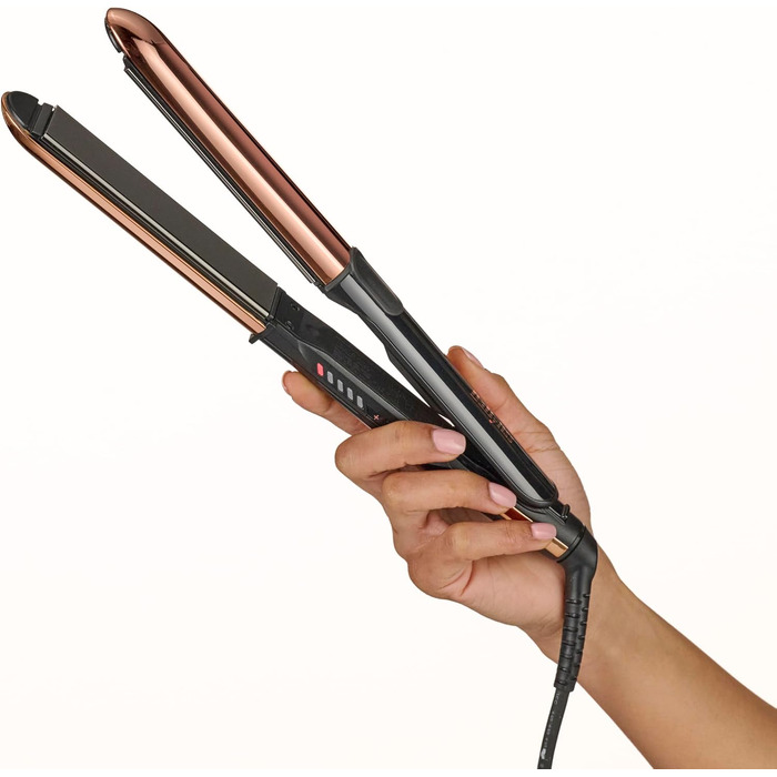 Випрямляч та плойка для волосся BaByliss Straight And Curl Brilliance ST482E: титанові пластини, іонізація Anti-Frizz, 5 рівнів температури до 235°C, мідний колір