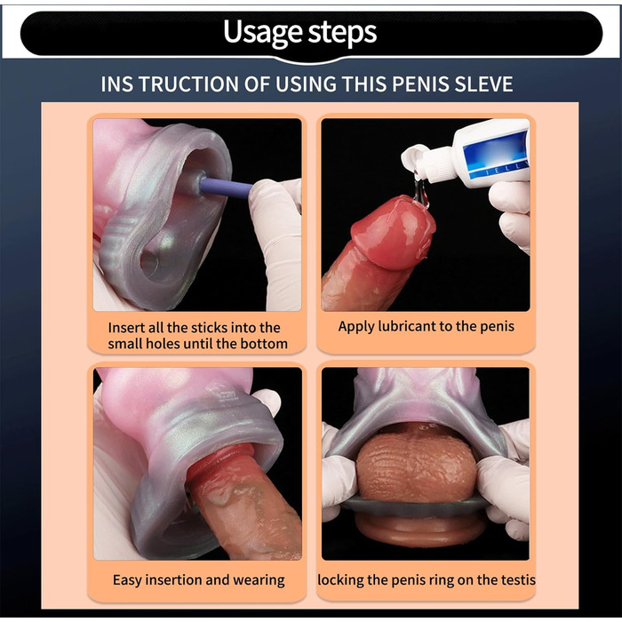 Секс-іграшка для чоловіків: Реалістичний силіконовий пеніс-чохол з розширюваним кільцем, Animal Dog Penis Extender для збільшення ерекції