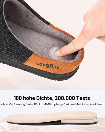 Чоловічі теплі зимові капці LongBay з ефектом пам'яті (Memory Foam) та підкладкою Sherpa, в'язані, чорні, розмір 43 EU