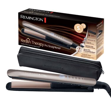 Професійний випрямляч для волосся Remington Keratin Protect S8593 з керамічним покриттям, мигдальною олією та цифровим дисплеєм (160-230°C)