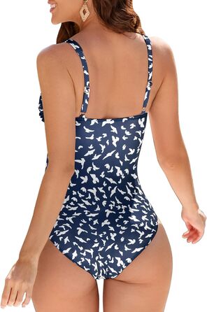Купальник жіночий винтажний push-up monokini великих розмірів (C-DD) Marineblau, 46