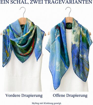 Жіночий кашеміровий шарф-палантин PoeticEHome, 100% кашемір, 90x90 см, з художнім принтом «Морський пейзаж Сен-Марі»