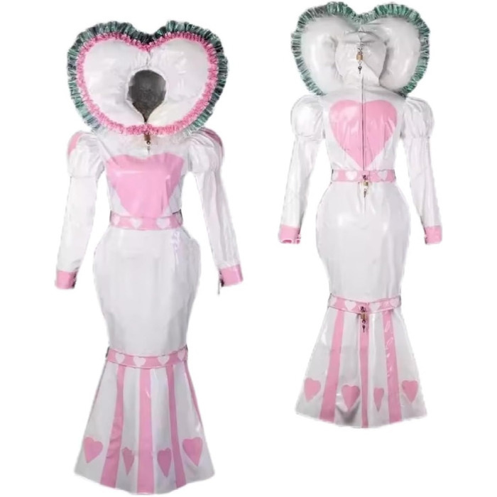 Роба з ПВХ для косплею, роба горничної з замком, роба для косплею для чоловіків та жінок, рожевий колір, DDINGHOONQPODFR