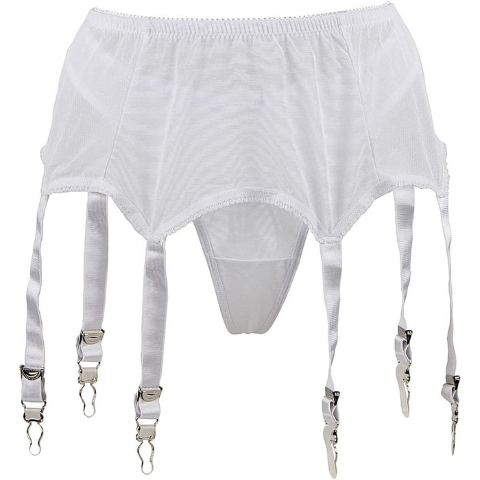 Набір стрічок для панчіх Ohyeah з високою талією, мереживо, сітка, ремінці з 6 металевими кліпсами, білий/розкішний сад, XS-S