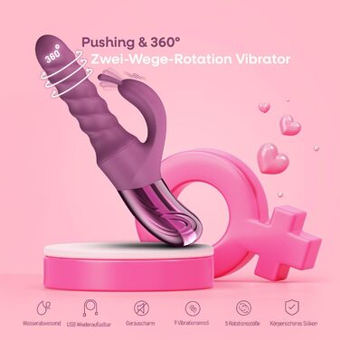 Вібратор для жінок: вібратор клітора, анальний вібратор, 360° ротація, A, C та G-точки