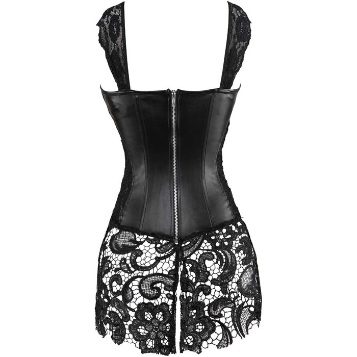 Корсетне плаття Grebrafan з мережива для пишних форм, чорне, розміри 36-38