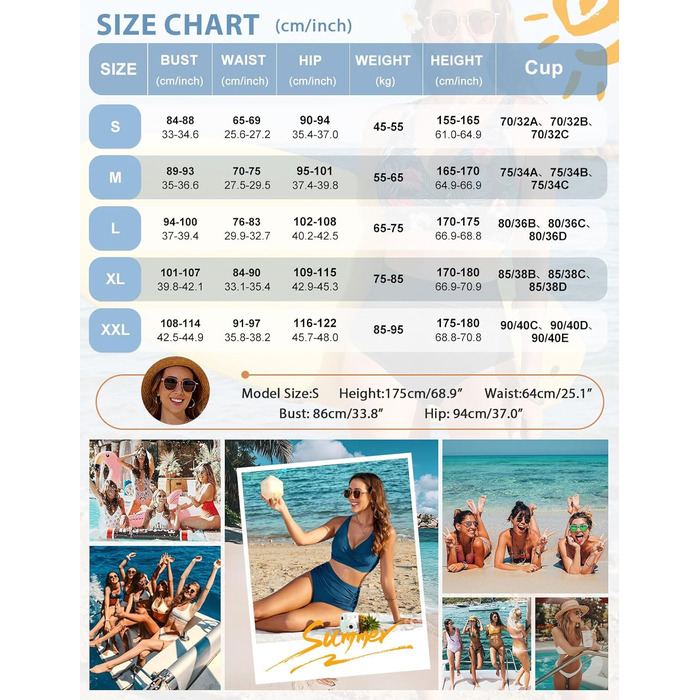 Бікіні CMTOP для жінок: комплект з V-подібним вирізом, push-up, двочастинний, висока талія, ефект живота, для плавання та відпочинку, колір павлиній блакить, розмір S