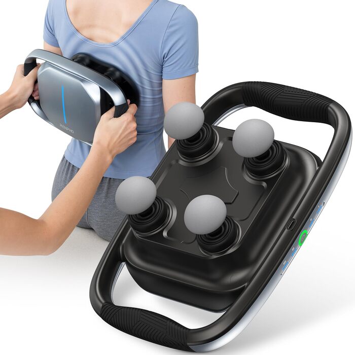 Перкусійний масажер RENPHO Massage Gun для глибокого масажу м'язів, 3200 об/хв, акумулятор 2500mAh, USB-C, 4 змінні насадки, чорний