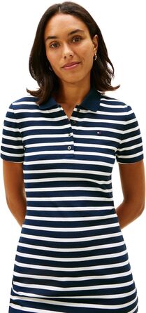 Поло Tommy Hilfiger 1985 Sim Pique, жіноче, темно-синій (Navy / Ecru), розмір XXS