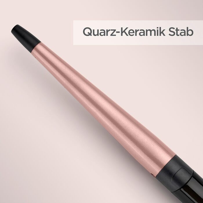 Конічний паяльник для волосся BaByliss Rose Quartz (13-25 мм) для натуральних локонів, керамічне покриття, 6 температурних режимів (160-210°C), C454E, рожево-чорний