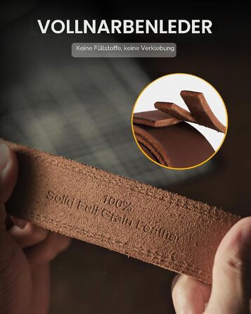 Шкіряний ремінь чоловічий CHAOREN з натуральної шкіри Full Grain, 38мм, чорний (розмір 95см, загальна довжина 110см) для джинсів та повсякденного стилю