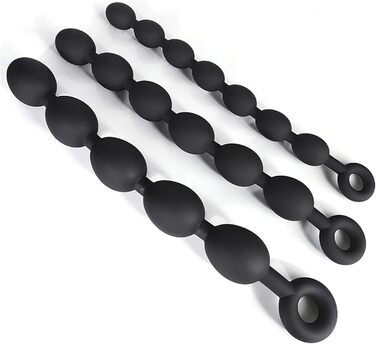 Анальний плагін Axcroo Extra Lang з ланцюжком та 7 кульок, силікон, стимулятор простати, для чоловіків та жінок