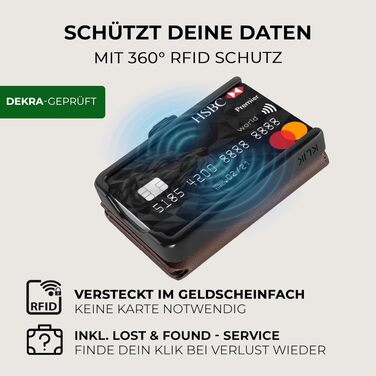 Шкіряний мінімалістичний гаманець KLIK Slim з монетницею та RFID захистом для чоловіків, темно-коричневий, на 10-12 карток