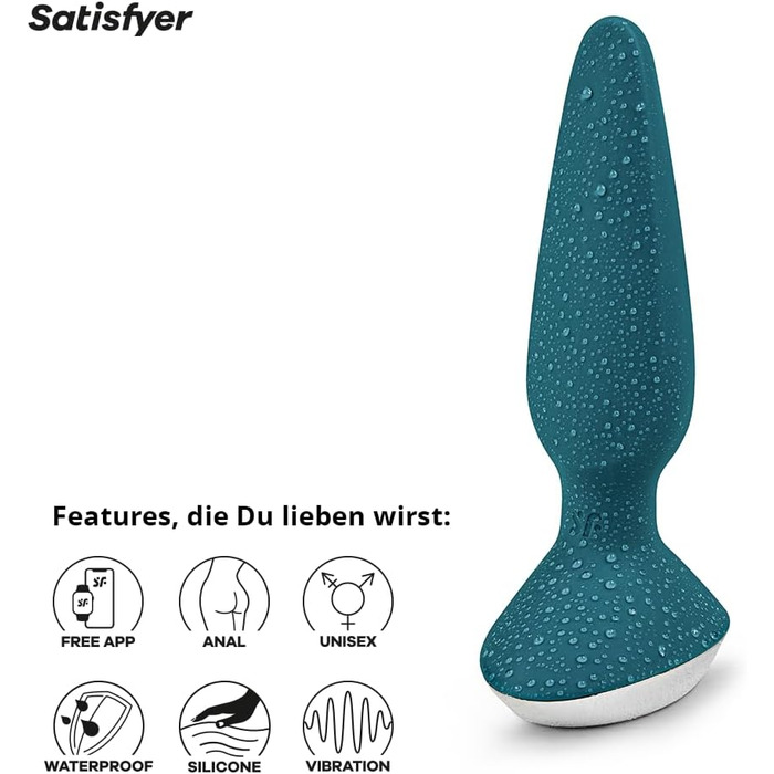 Вібратор для анусу Satisfyer Plug-ilicious з керуванням через додаток | Водостійкий (IPX7) | Силікон, безпечний для шкіри | Іграшка для дорослих (чоловіків та жінок) | Турквіс, універсальний розмір