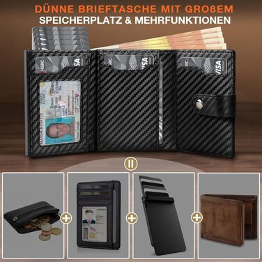 Чоловічий шкіряний гаманець TENBST з RFID-захистом, компактний картхолдер з монетницею, Slim Wallet (Сірий)