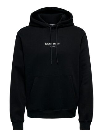Чоловіча толстовка-худі Only & Sons Onscurated Regular Fit, чорна, розмір M