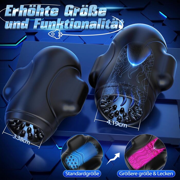 Масажер для чоловіків Tauara 4-в-1 з вібрацією, тренажер для пеніса, стимулятор головки, чорний