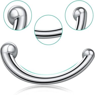 Анальний дildo з нержавіючої сталі з двома наконечниками для пар, масаж G-точки, сталевий фетиш, L, сріблястий