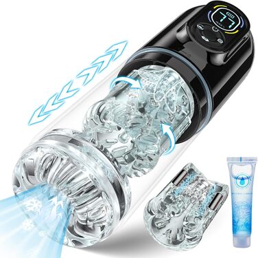 Електричний мастурбатор для чоловіків з 7 режимами, телескопічною функцією, ротацією, всмоктуванням, вібрацією та витоком