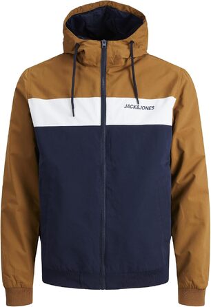 Чоловіча куртка-бомбер JACK & JONES Jjerush Hood Noos з капюшоном, чорно-біла (XXL)