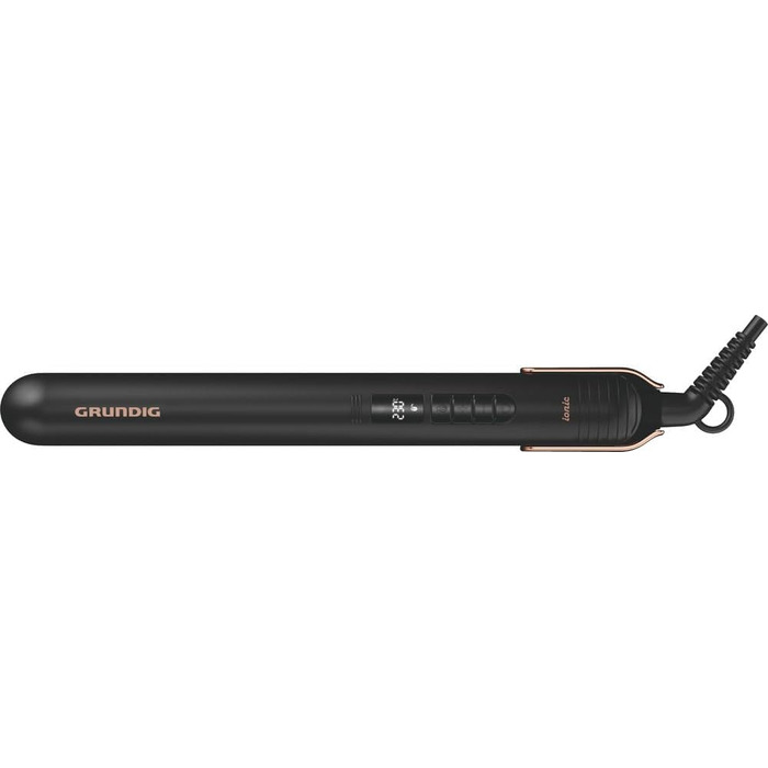 Випрямляч для волосся Grundig HS 7030 з керамічним покриттям Макадамія та Кокосова олія, 6 температурних режимів (130-230°C), іонна функція, чорний/рожеве золото