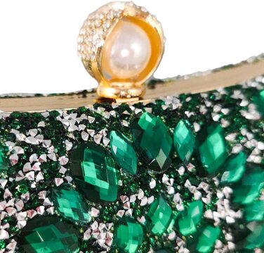 Жіноча вечірня сумка-клатч Boutique De FGG з кристалами та перлами, міні-сумка зі стразами для весілля та свят (Зелений)